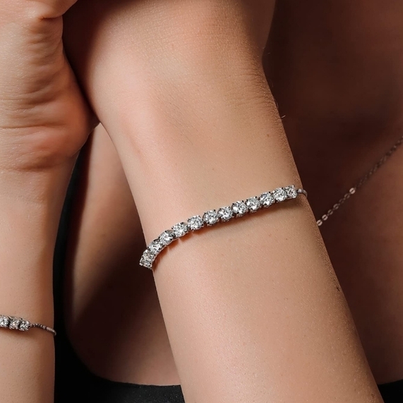 3.0ct Diamond Tennis Bracelet Adjustable Women Moissanite Anniversary Gift - Picture 1 of 5